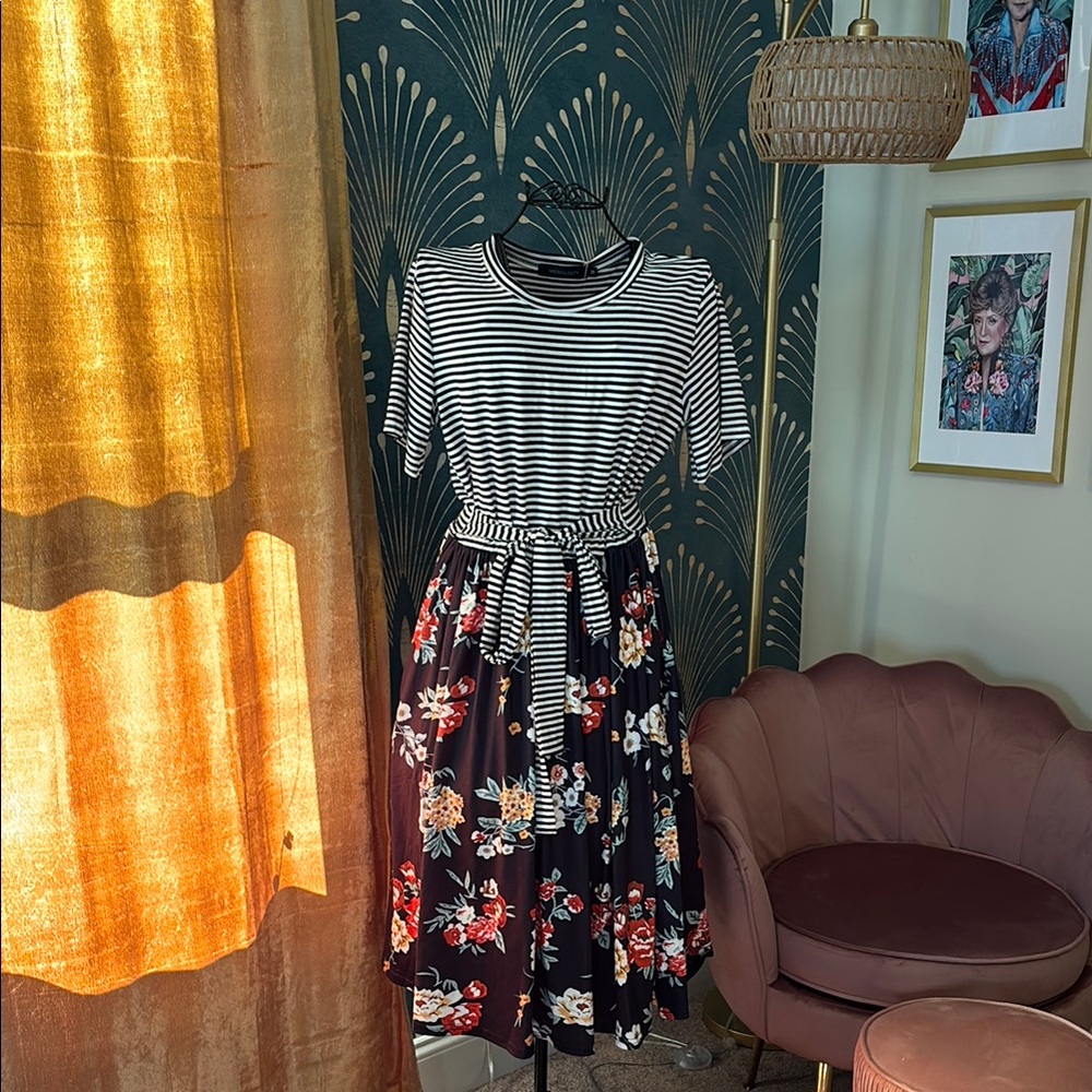 NWT - Striped and Floral Casual Dress